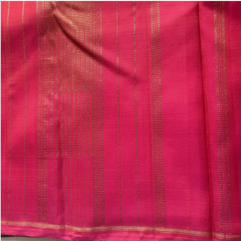 Royal Blue & Rust Orange, Korvai Contrast Kanchipuram Pure Silk Saree