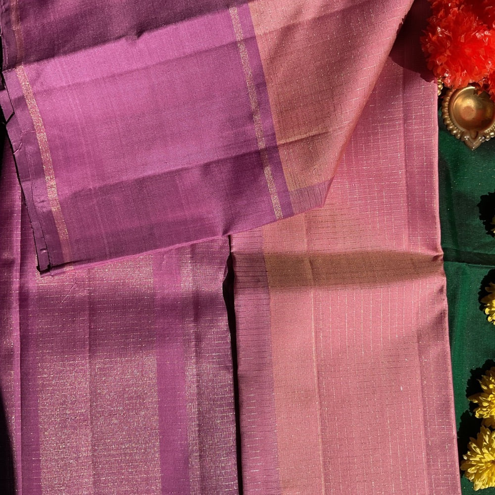 Pastel shades of Mauve and lilac pink Vairaoosi Kanchipuram silks