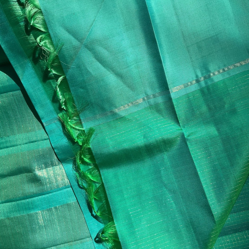 Sea Green Micro-Checks Kanchipuram Silk Saree