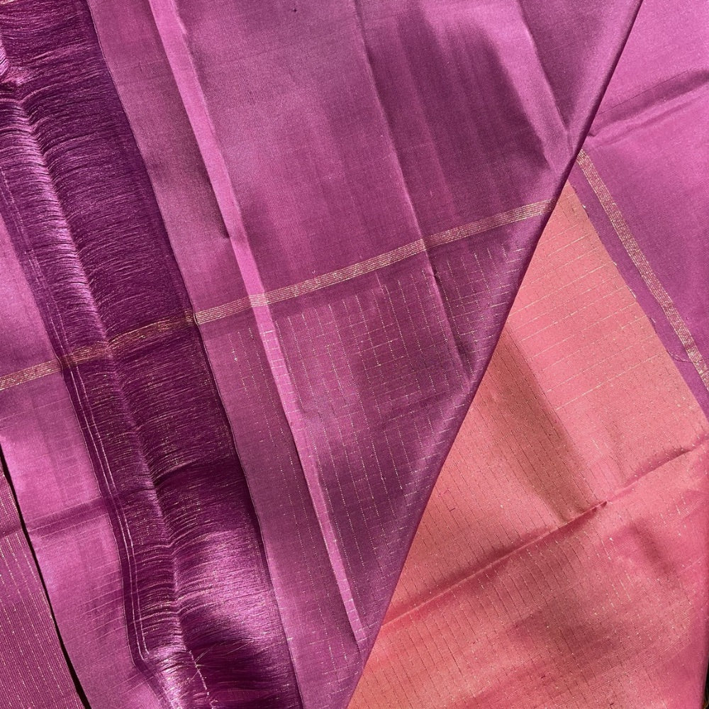 Pastel shades of Mauve and lilac pink Vairaoosi Kanchipuram silks