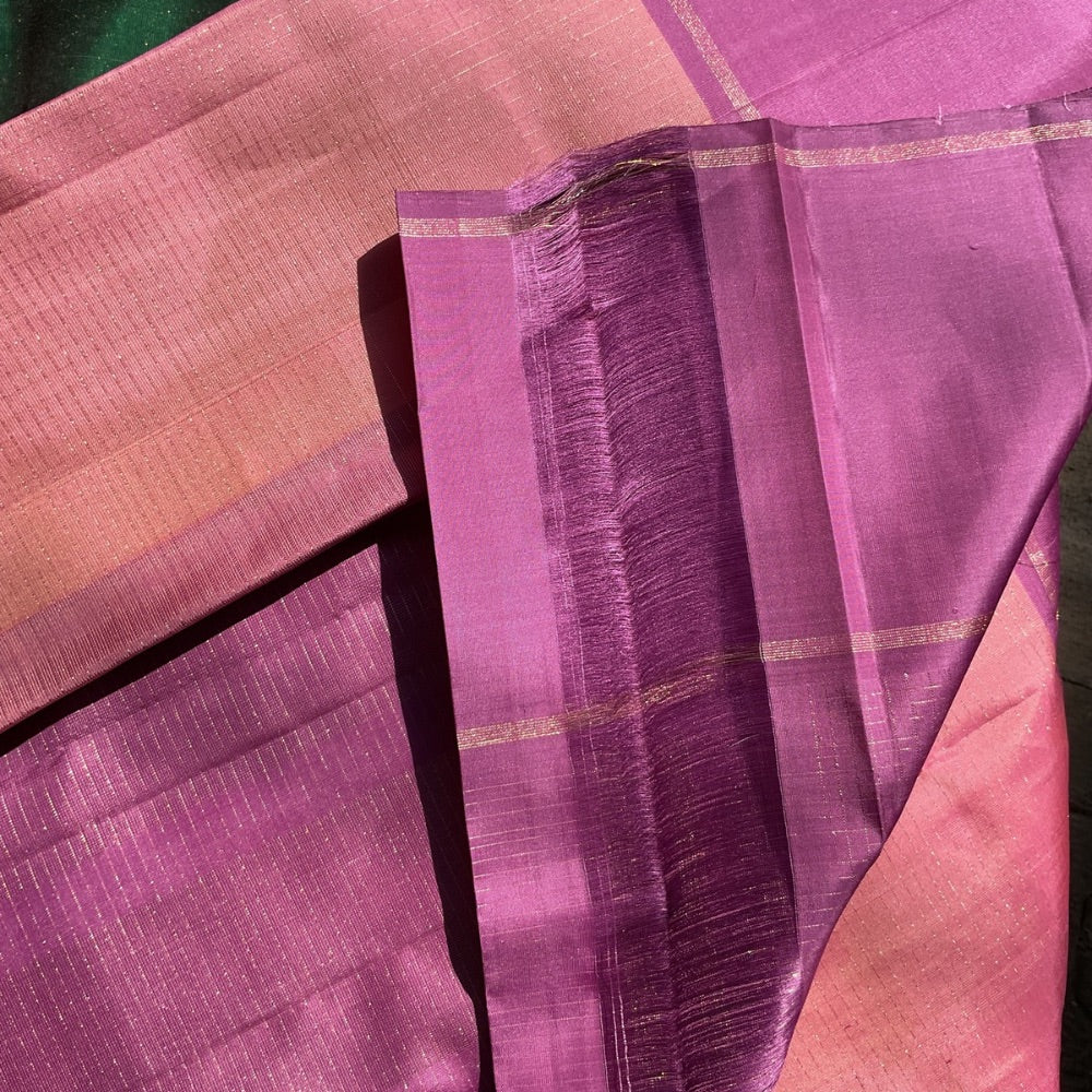 Pastel shades of Mauve and lilac pink Vairaoosi Kanchipuram silks