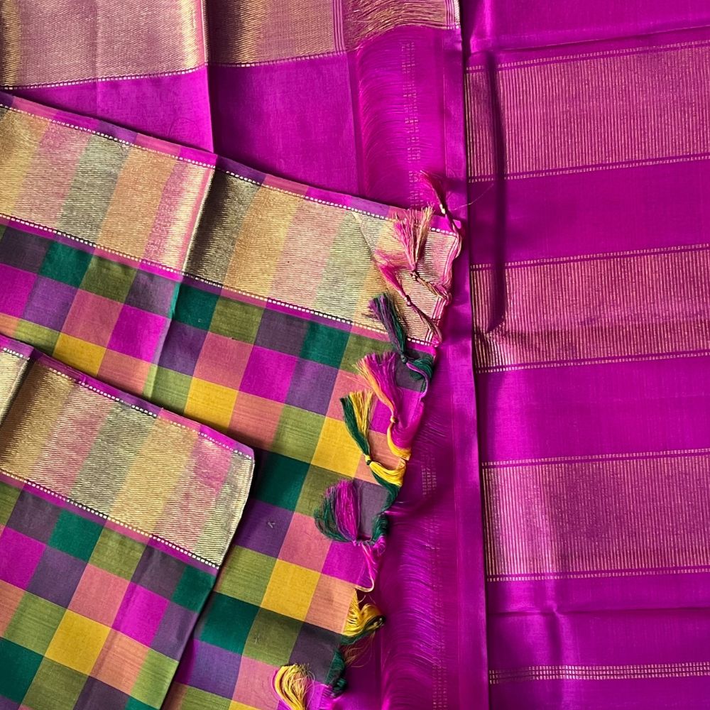 Palum pazham, Madras checks in traditional colour combination
